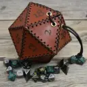 Bolsa de semicuero con forma de D20